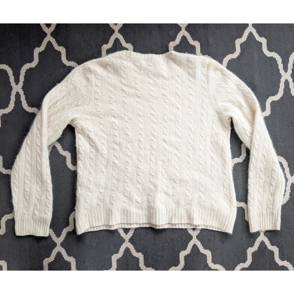 Lauren Ralph Lauren Wool Sweater Womens Large Merino Angora Cable Knit White - Picture 7 of 7